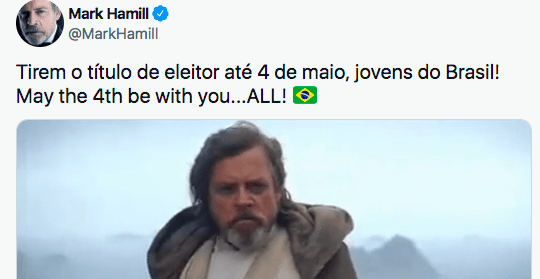 Star Wars: Mark Hamill se une a 'Hulk' em campanha para jovens tirarem  título de eleitor no Brasil